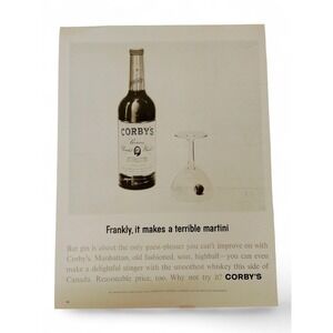 1963 Corbys Whiskey Terrible Martini PRINT AD Original Vtg MCM Tavern‎ Ephemera